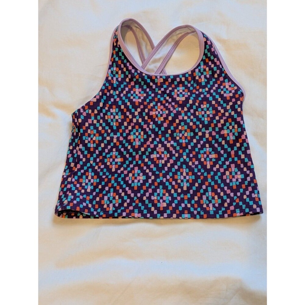 Almost New! Girls' L.L. Bean Purple Geo Tankini Top